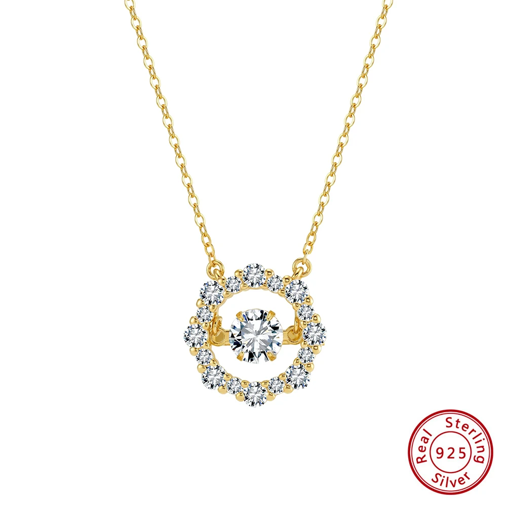 KISS MANDY 925 Silver Exquisite Sunflower Pendant Necklace Certificated Moissanite Diamond Shiny Collar Trendy Jewelry SMON19