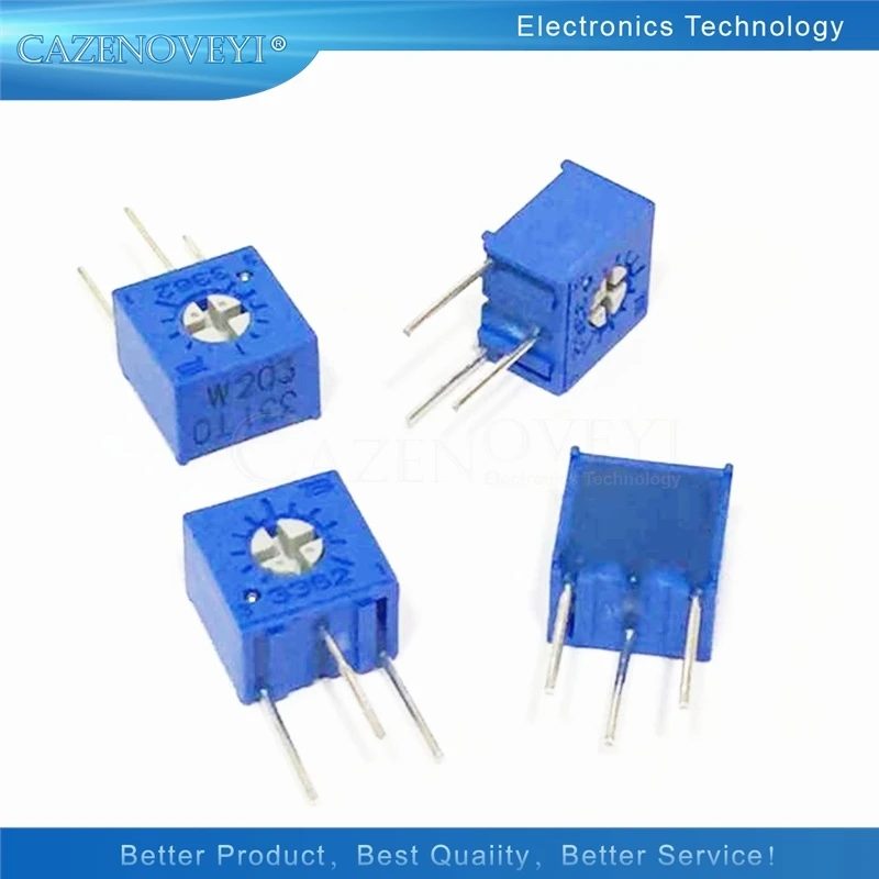 10 יח'\חבילה 3362w potentomer דיוק מתכוונן 100 200 500 r ohm 1k 2k 5k 5k 1020k 50k 100k k k 200k 500k 1m 3362 trimpo גוזם