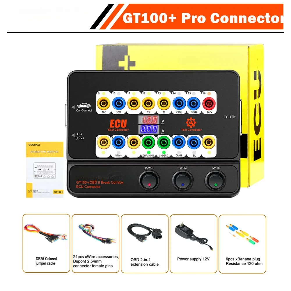 GT100+ GT100 Pro OBDII Breakout Box ECU Bench Connector Adds Electronic Current Display and CANBUS Protocol