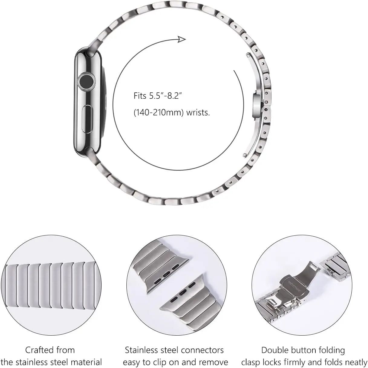 Stainless Steel Strap For Apple Watch Band Ultra 2 49mm 45mm 44mm 42mm 41mm 40mm Butterfly Link Bracelet IWatch 9 8 7 6 SE 5