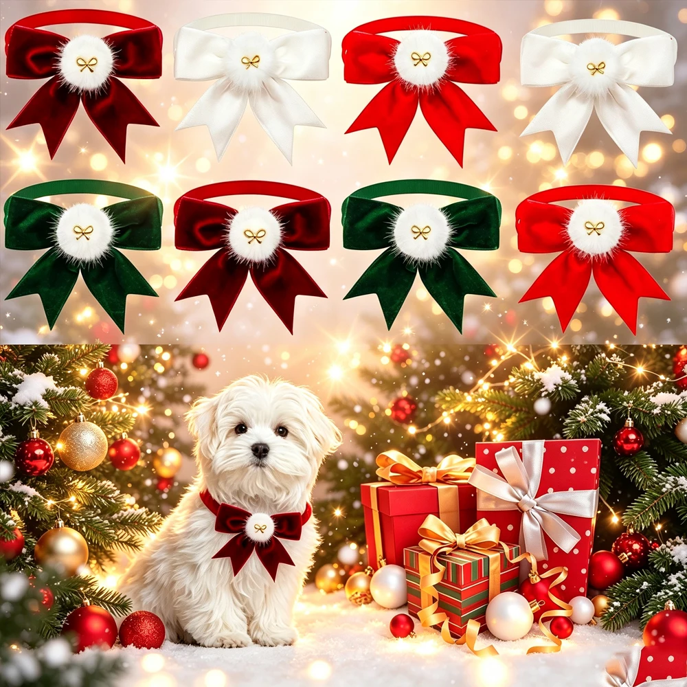 50/100PCS Exquisite Dog Bowtie Christmas Bow Tie For Small Dogs Bow Ties Collar Dog Groooming Accessories For Small Dogs