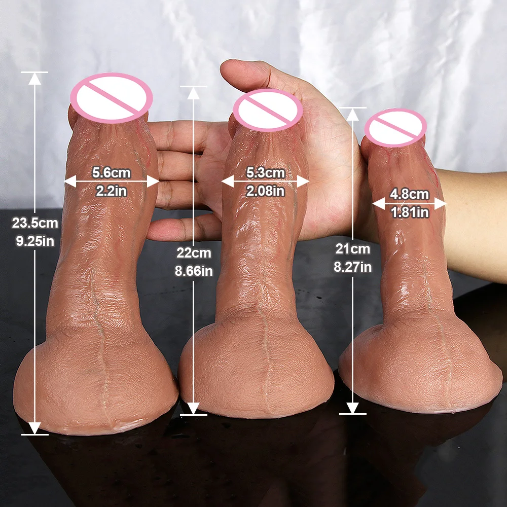 Skin Slicone Soft Suction Dildo Sexy Huge Penis Female Masturbator Double-layer Realistic Male Artificial Penis Dick Sex Product