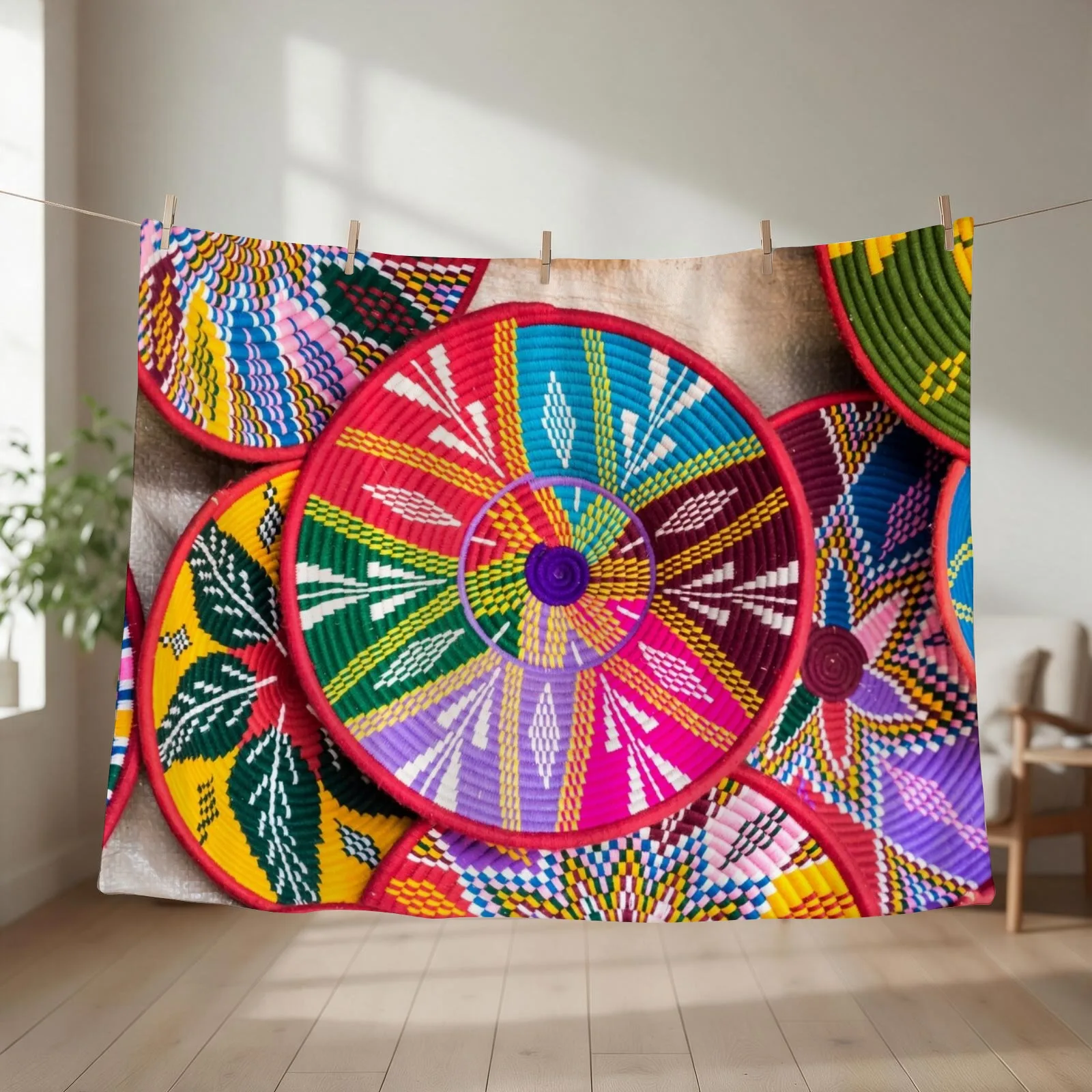 Ethiopian Plates (Sefed) Throw Blanket Soft Plush Plaid Multi-Purpose Large Furrys Blankets