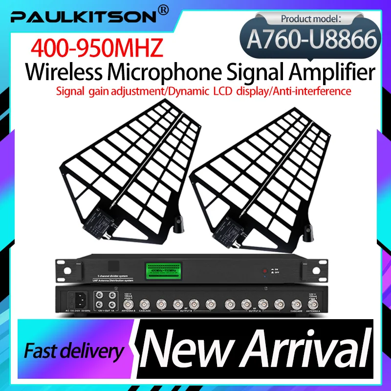 Paulkitson A760-U8866 wireless microphone antenna amplifier 8-channel outdoor performance stage gain microphone signal amplifier