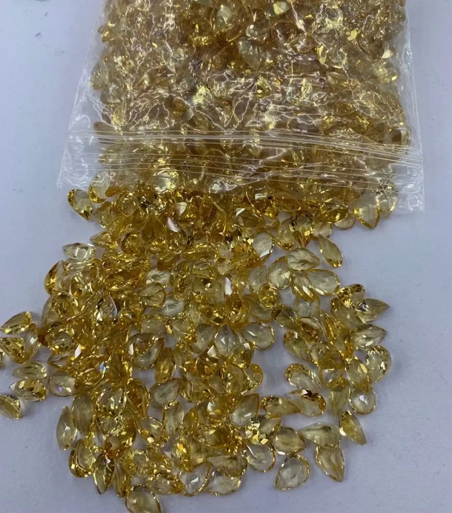 Wholesale 10pcs Genuine Citrine Pear Shape Gemstone Cabochons Faceted Beads 3x5mm-6x8mm for Jewelry Making Ring Faces
