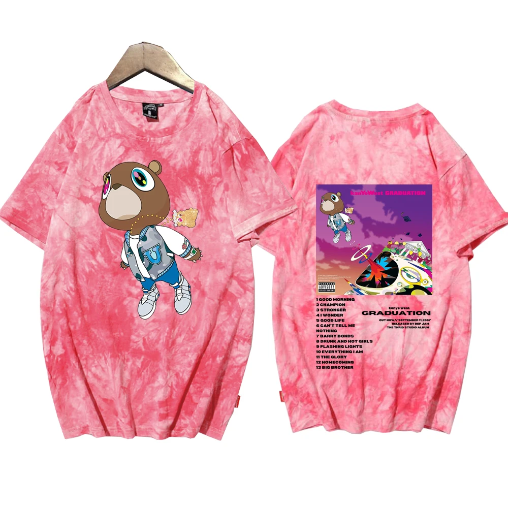 Kanye West Graduation Shirts Tie Dye Round Neck Short Sleeve Man Woman T-Shirt Fans Gift