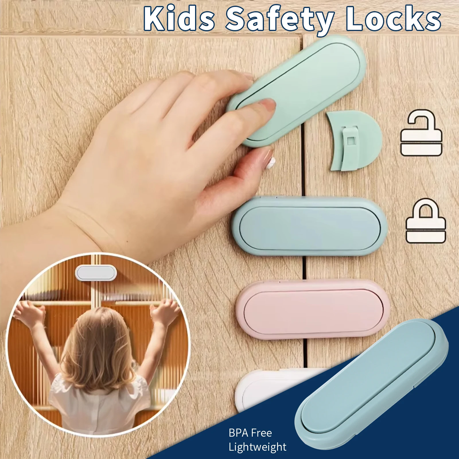 

5pcs Children's Drawer Safety Latch Cabinet Door Protection Baby Anti Pinch Hand Invisible Lock Refrigerator Opposite Door Wardr