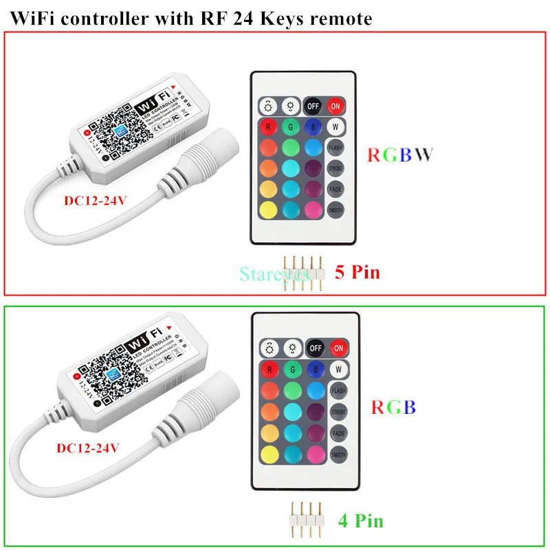 WiFi Wireless Magic Home Remote Controller DC12V 24V Single color Dimmer RGB RGBW RF Remote App Control For LED Strip
