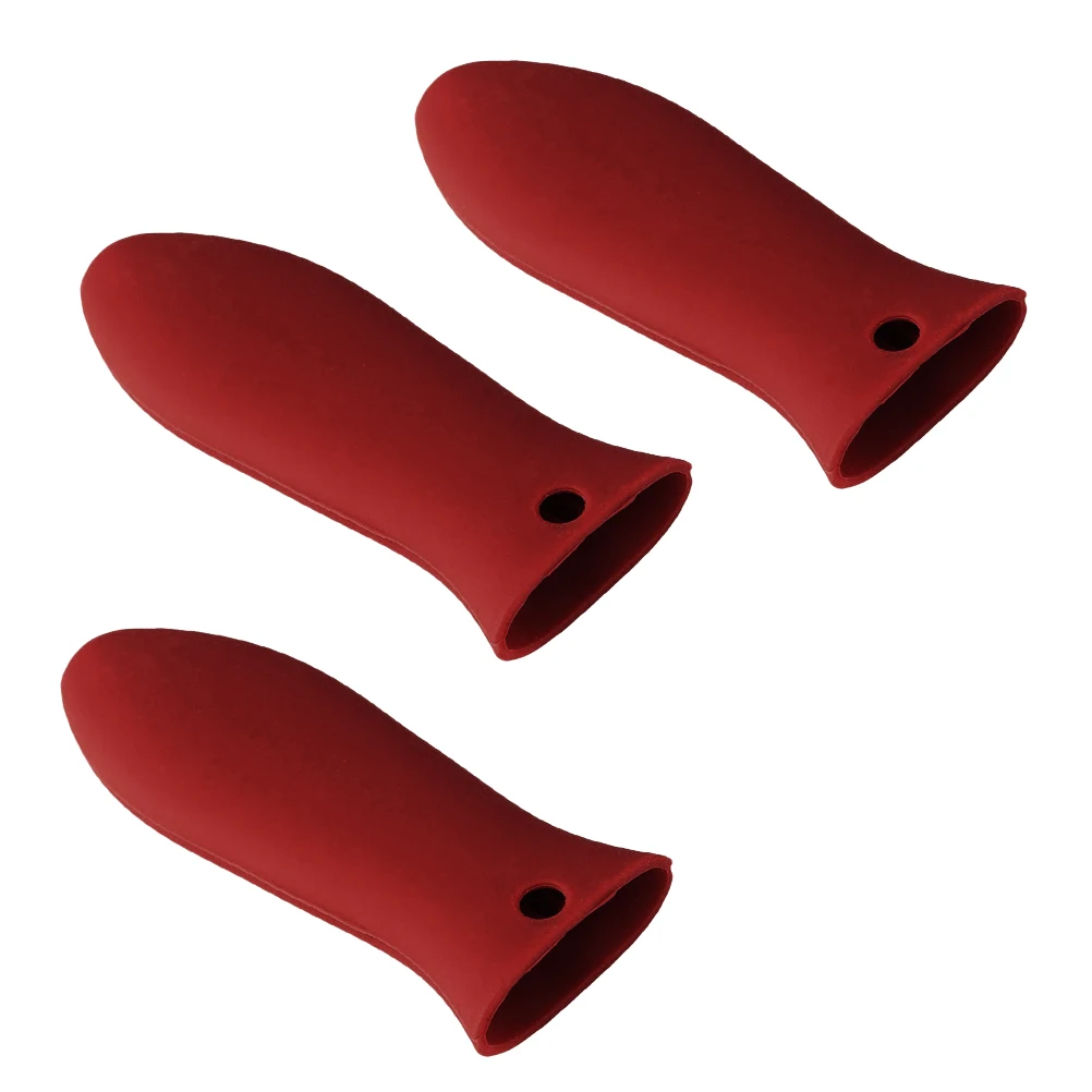

3 pcs Silicone Pot Handle Cover Thickened Anti-slip Heat Resistant Grips Fit Metal Cookware Protect Fingers Burn Stove Top Use
