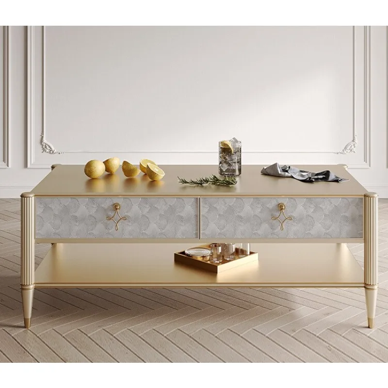 Living room household solid wood coffee table small apartment special light luxury high sense Suitable for interior decoration