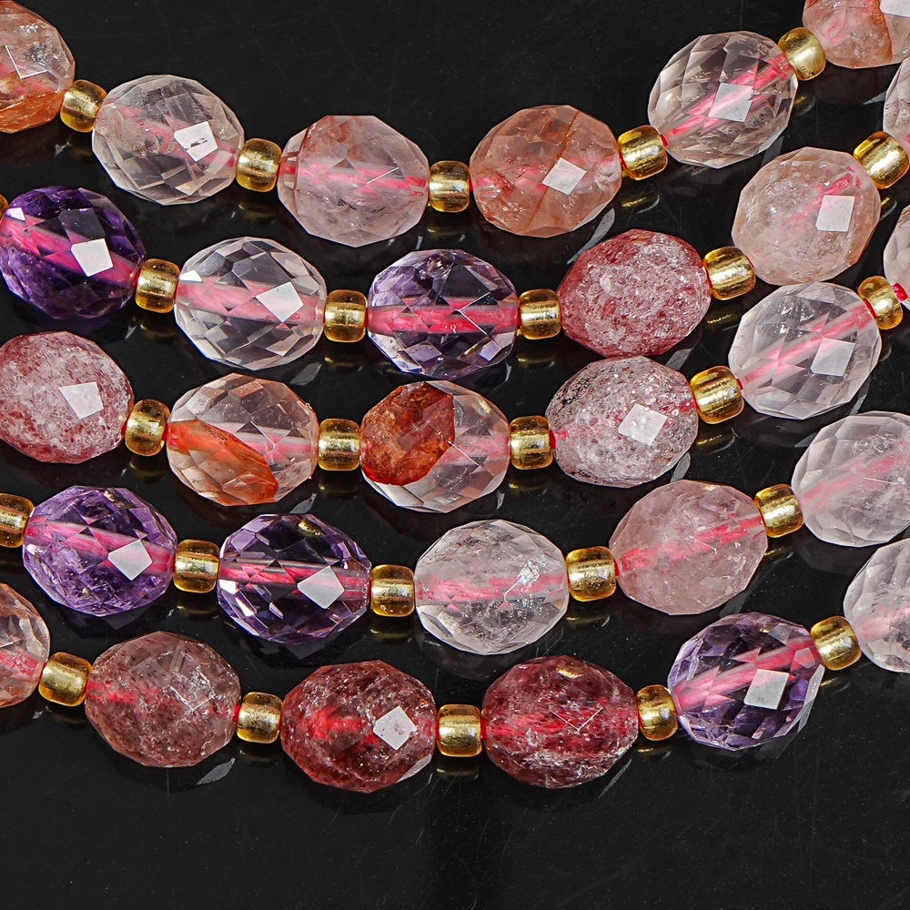 

Бусины из натурального кристалла Super Seven, 8 мм, граненые, в форме риса, для изготовления ювелирных изделий, оптом