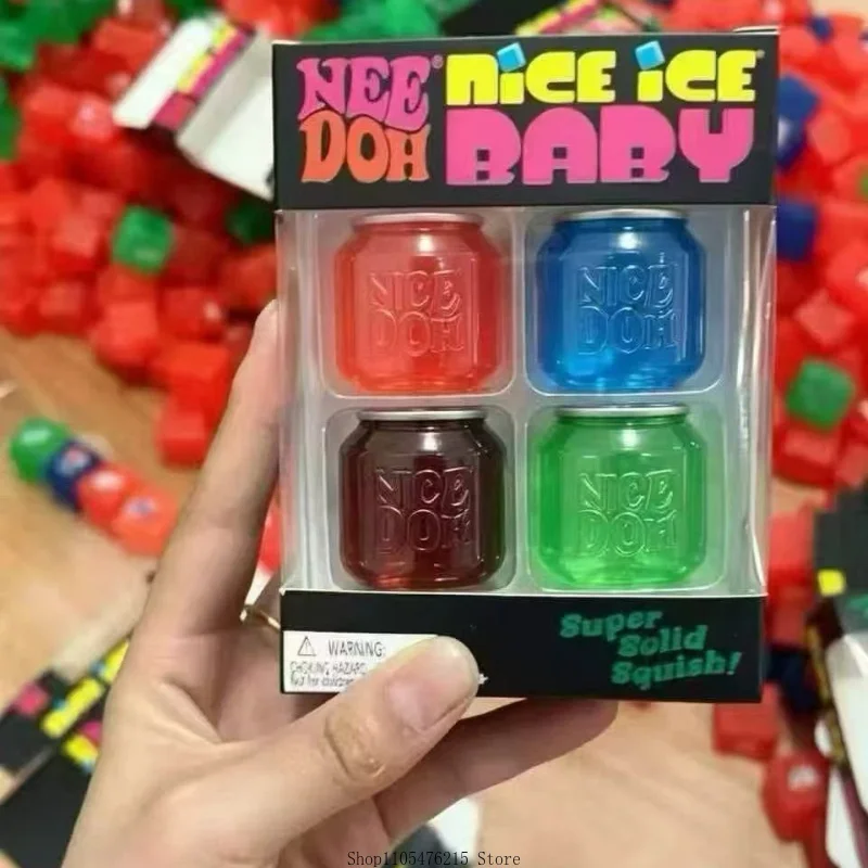 Neues 4er-Pack Needoh Mini-Dose Maltose Quetschspielzeug Langsam Zurückfederndes Sensorisches Fidget-Spielzeug Stressabbau Schreibtisch-Deko Erwachsenen-Puzzle-Spielzeug