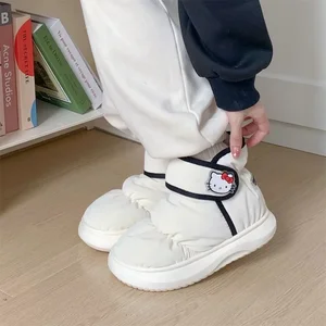 Hello Kitty Damen wasserdichte Baumwollschuhe, Winter im Freien, Modefarbenblock, Klettverbotsschnee, Baumwollschuhe, Geschenk 6 Hauptverkaufssicherheitsstiefel mit Klettverschluss - №5