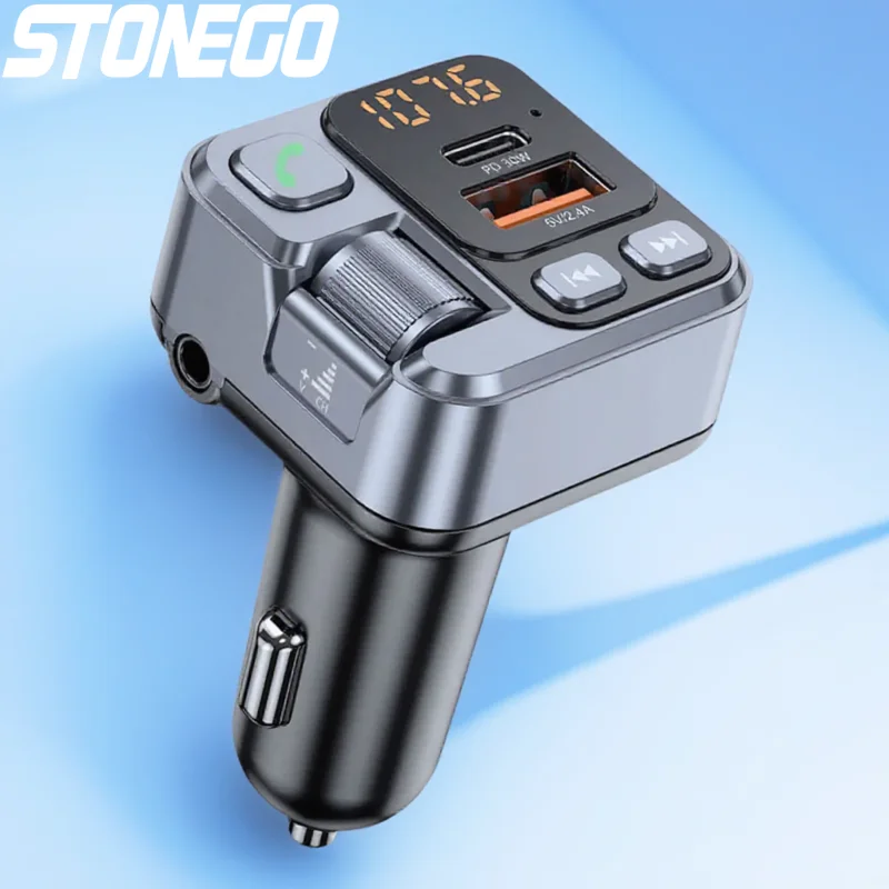 

Автомобильный Bluetooth-приемник с USB-портом для чтения данных с флешки, быстрой зарядкой PD30W, цифровым дисплеем, адаптер для мобильных телефонов, FM-трансмиттер для смартфонов