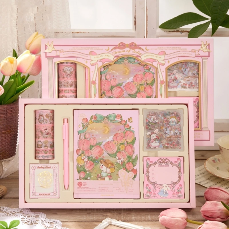 Набор книг для ручного учета, подарочная коробка для девочек с красивыми узорами, журнал с магнитной застежкой B6, наклейки для