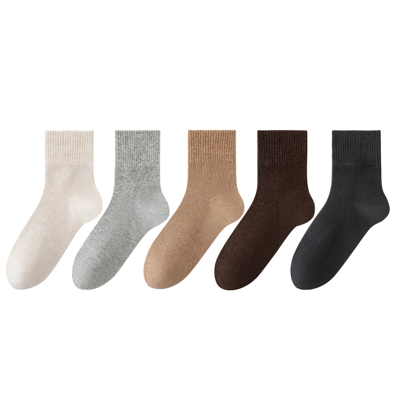 MiiOW Frauen Lange Socken Baumwolle Mittelrohr Socken Solide Maillard Retro Braun Socke Frühling Sommer Schwarz Weiß Socke Herbst Koreanische JK