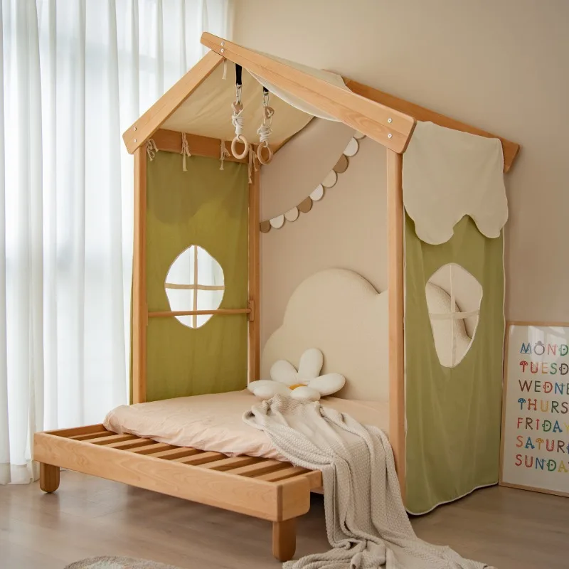 

Solid wood telescopic children's bed