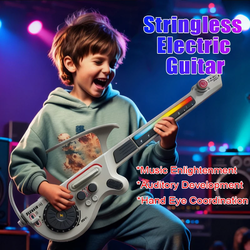 

Multifunctional Stringless Electric Guitar with Ambient Light Bluetooth Connectivity DJ Music Mixer for Boys Girls Birthday Gift