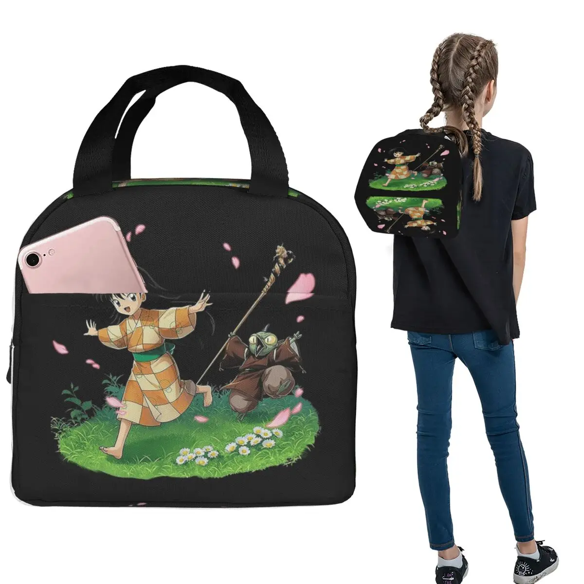 الكلب شيطان ريترو تشيبي مانغا إينوياشا معزول حقيبة الغداء للنساء الأطفال المحمولة صناديق الطعام علب الاغذية الحرارية حمل