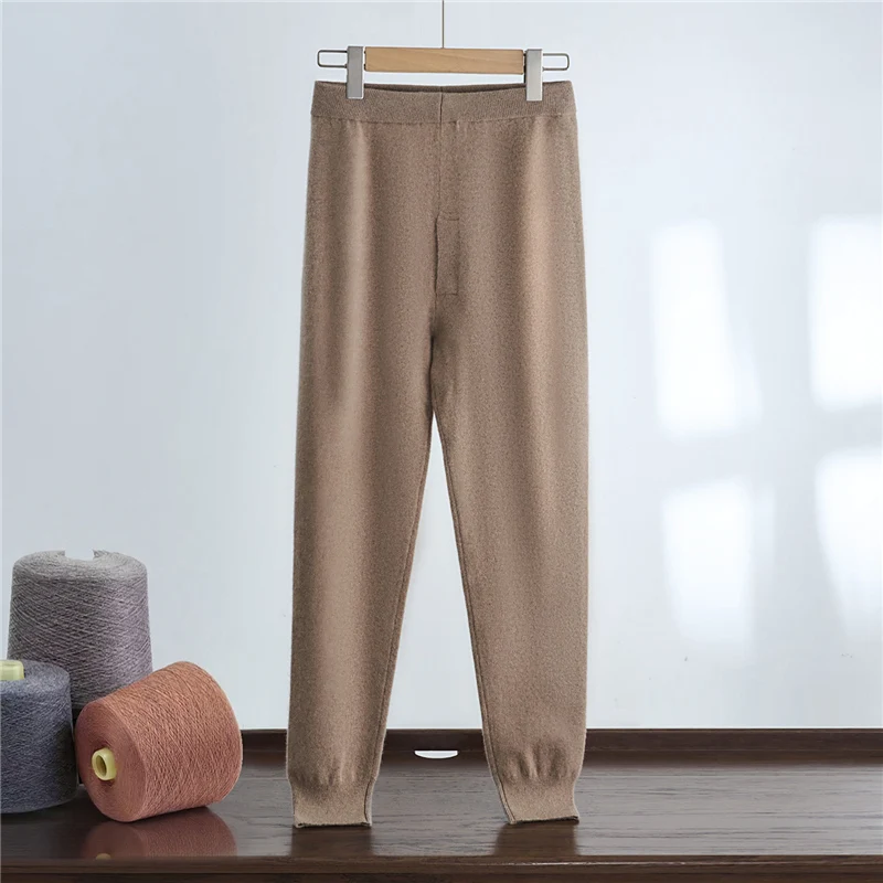 

Men's 100% Pure Cashmere Leggings Winter High-Waisted Thick Warm Slim-Fit Pull-On Knitted Leggings for Comfortable Wear