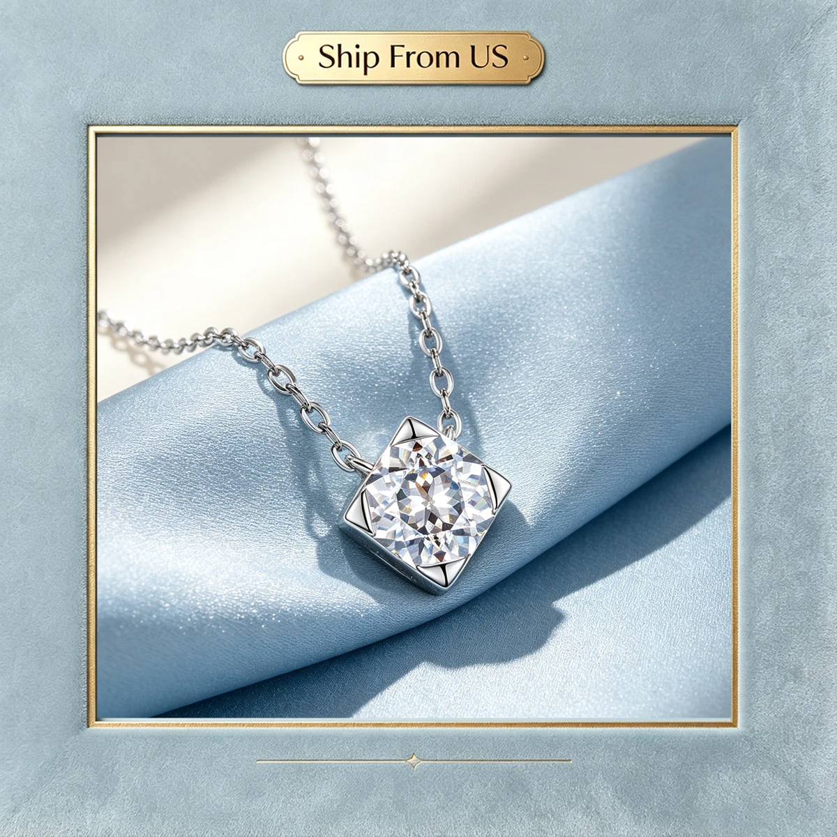 Luxury Cushion‑Cut Moissanite Pendant Necklace 925 Sterling Silver Four‑Prong Setting Bright Spark Fine Jewelry For Women Birthday Present Daily Wear Banquet Simple Elegant Neck Ornament Thin Silver Chain Sparkling Gem Female Fashion Accessory Gift