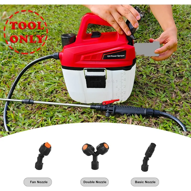 Powered Sprayer Compatible for Milwaukee 12V, Portable Cordless Pump Sprayer with 3 Spray Nozzle，Retractable Pole,Brushl