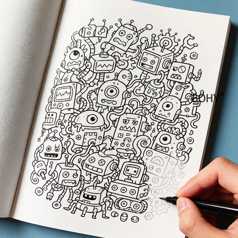 1 Intensive Mecha Copying and Coloring Book, Adult Decompression and Coloring Entertainment, Youth Science Painting Practice