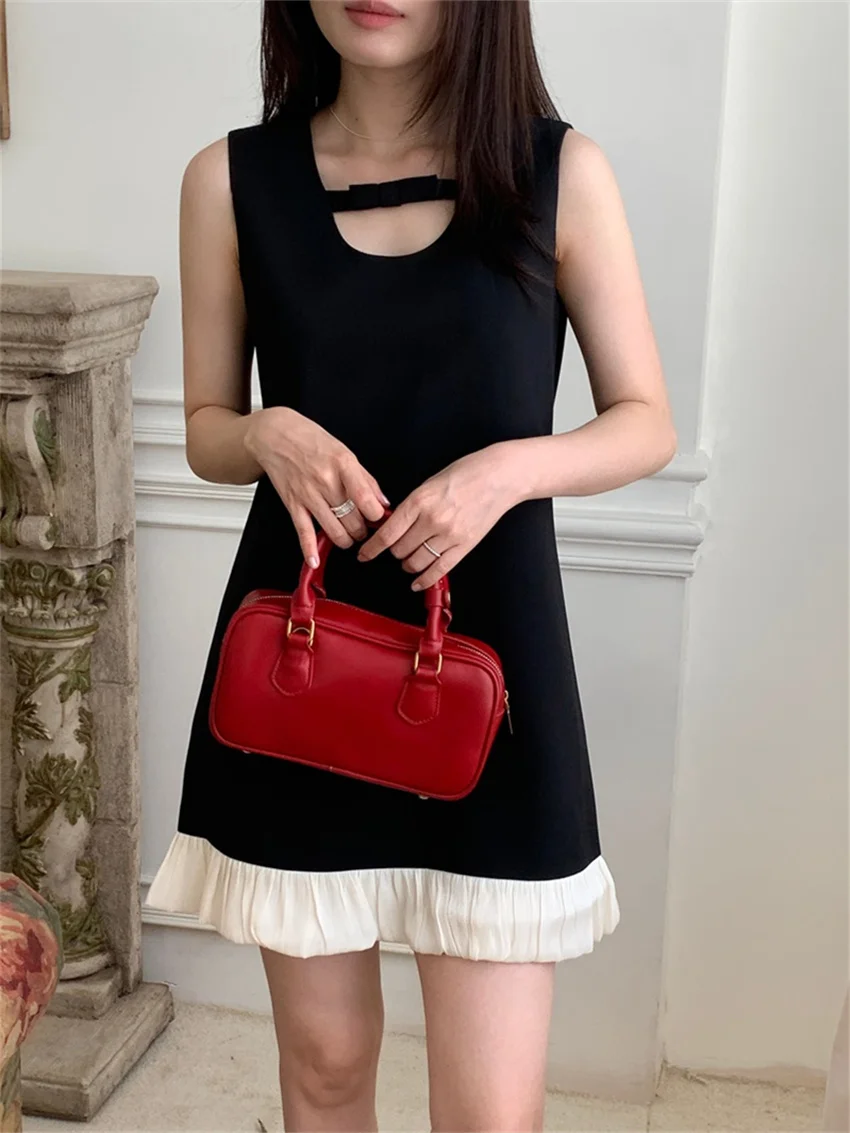 Alien Kitty Black Women Mini Dress Elegant Summer Chic Slim New Vintage 2024 Ruffles Wedding Mujer Daily Office Lady Work Wear