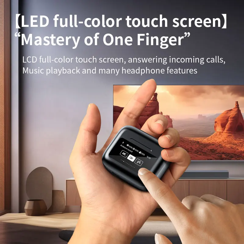 LX-20 New LCD Smart Color Screen Touch Noise Reduction Bluetooth Earphones In Ear Bluetooth Earphones Wireless ANC+ENC