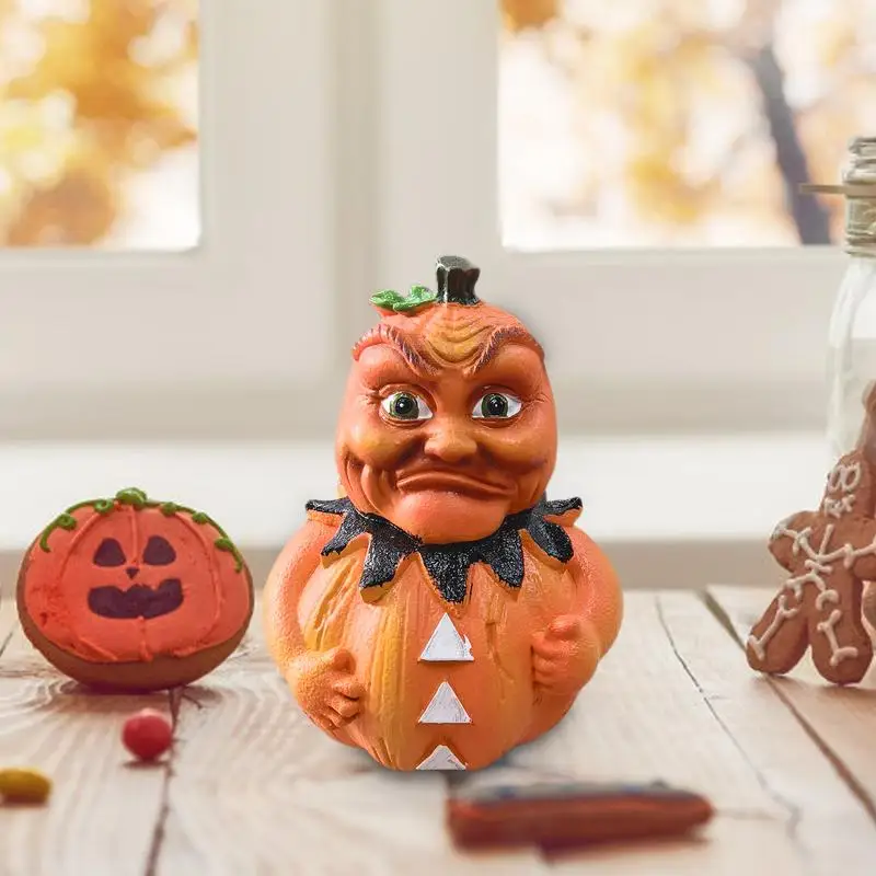 Halloween Pumpkin Resin Statue Autumn Centerpieces For Tables Creative Hell Messenger Doll Desk Ornament Thanksgiving Decor