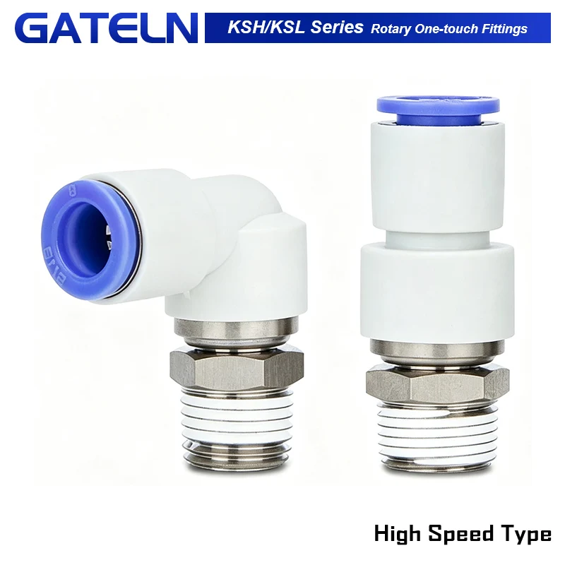 Rotary joint Air Pneumatic Fitting KSH Male connector KSL Male elbow tubing O.D. 4 6 8 10 12mm thread M5 M6 1/8 1/4 3/8