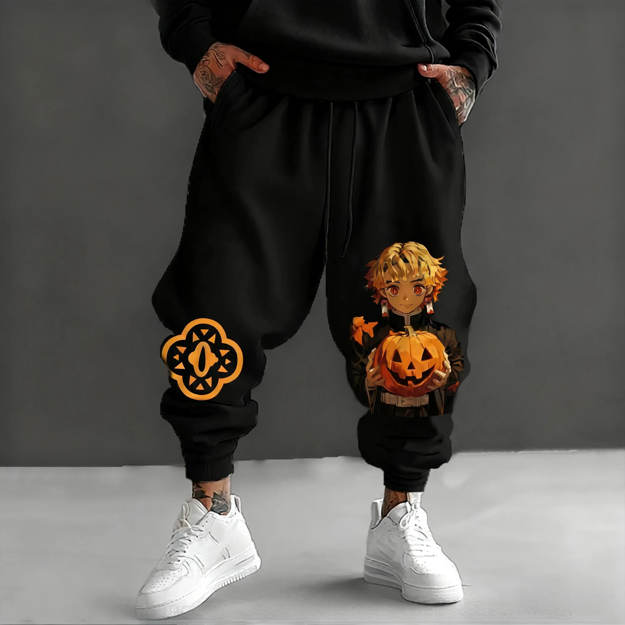 

Мужские милые штаны Demon Slayer на Хэллоуин, осень/зима 2021, новые свободные повседневные спортивные штаны с принтом аниме Agatsuma Zenitsu