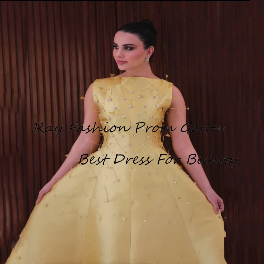 Exquisite A Line Cocktail Dress Satin With Boat Neck Sleeveless With Beading Ankle Knee Length For Prom Gowns فساتين سهرة