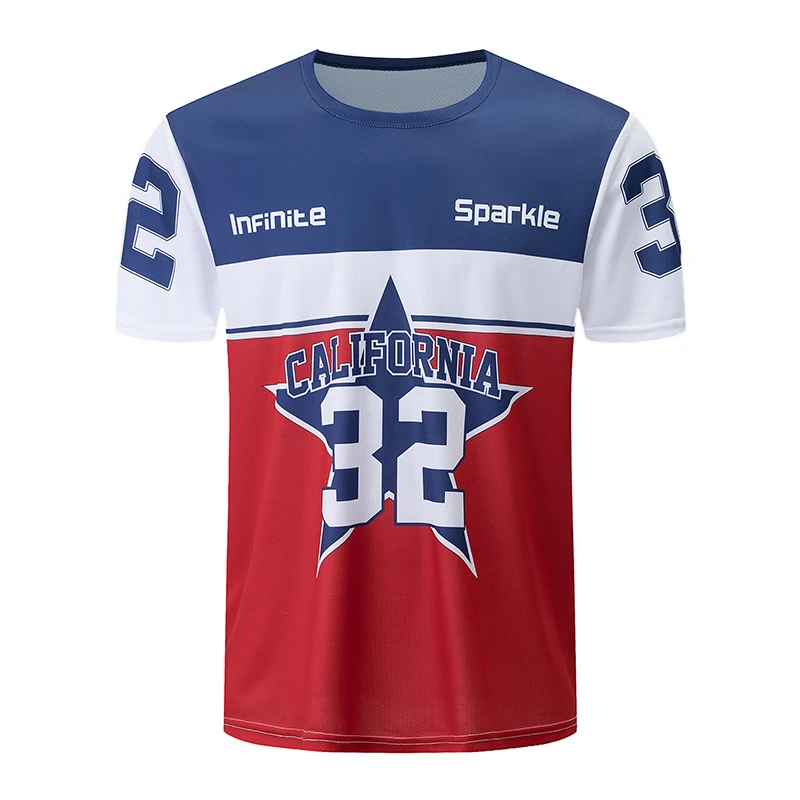 2/1set of men's summer fashionable printed football jersey short sleeved casual plus size sports round neck T-shirt football top