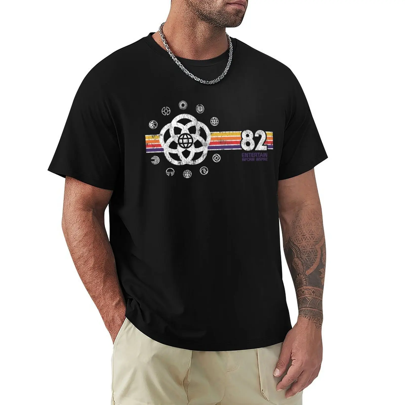EPCOT Center Vintage Style Distressed Pavilion Logos T-Shirt Plus Size Quick Dry Sports Tee