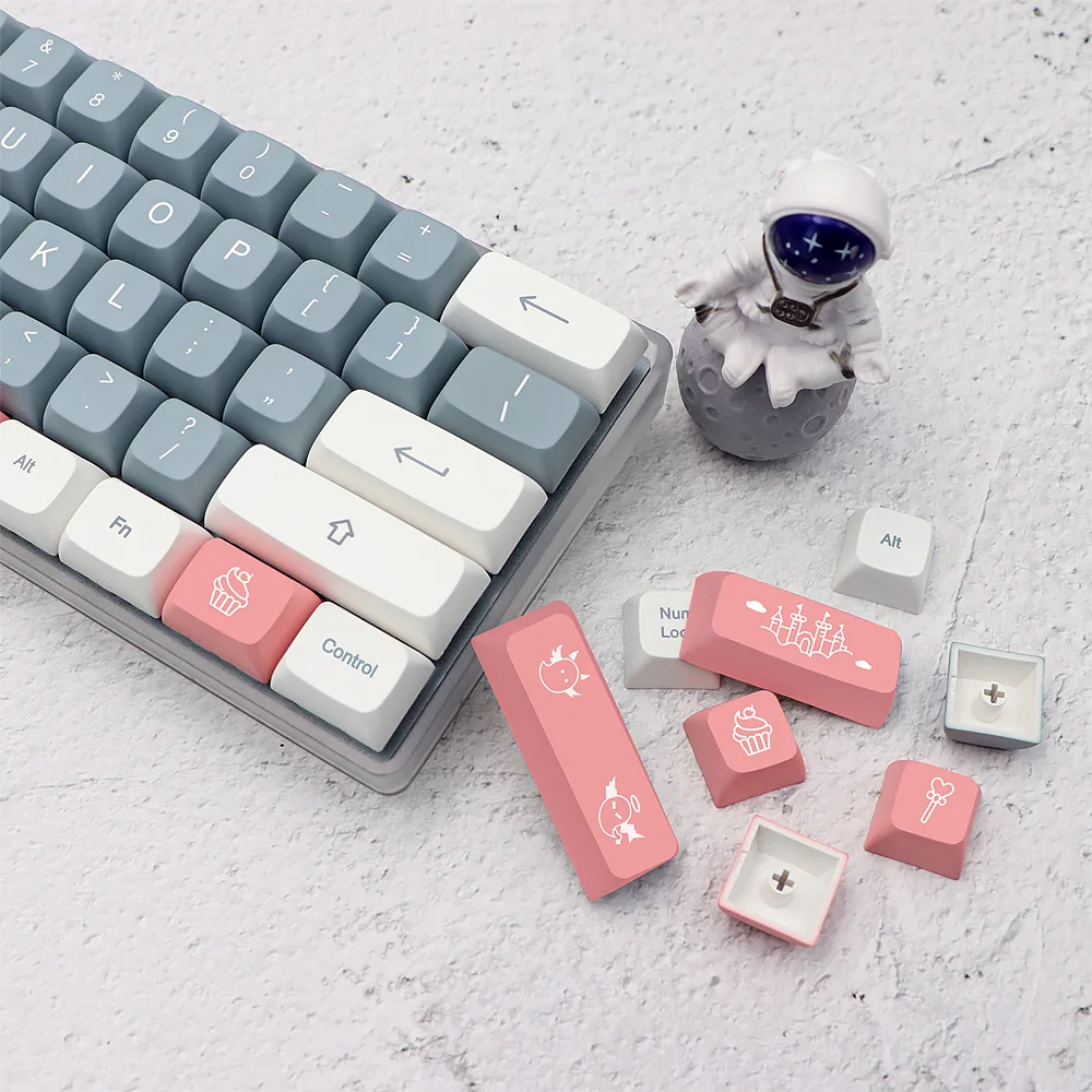 Teclas PBT de perfil GMK-KEY XDA, teclas personalizadas rosas bonitas, juego de 138 teclas para Teclado mecánico de juegos, teclas iso Castle in the Sky