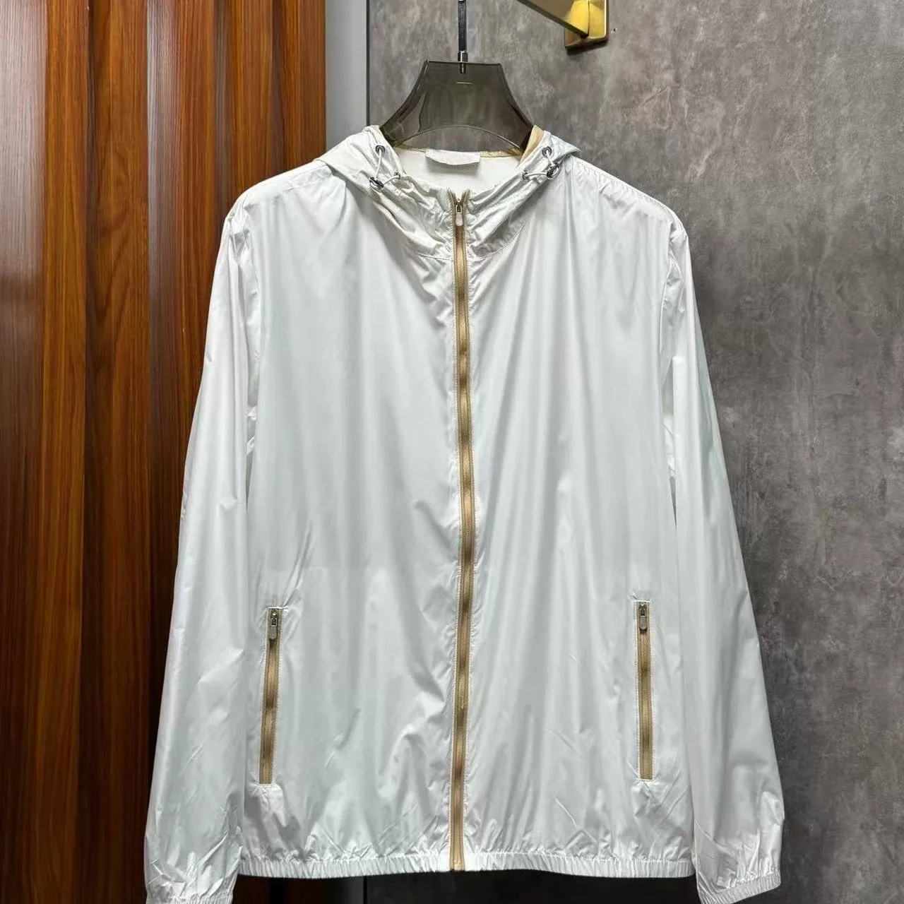 Italian gentleman four-sided elastic BC light thin hooded sunscreen casual jacket