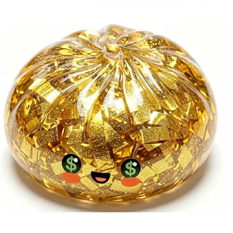 Geld-Glitzer-Hai-Knödel-Squishy-Spielzeug, weiches, langsam rückfederndes Squishy-Spielzeug, Fidget-Spielzeug mit Dampfgarer, gedämpfter gefüllter Brötchen-Squishy zum Kneifen