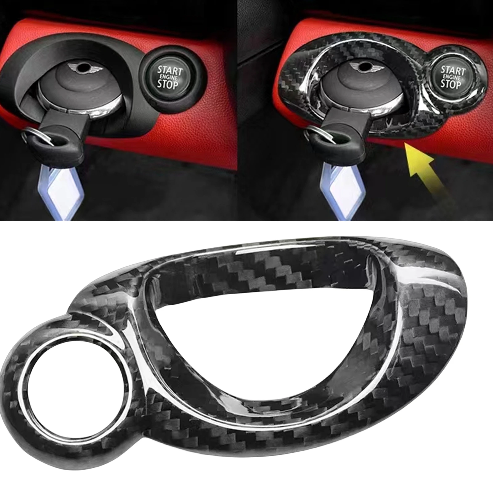 Pop For Mini Cooper JCW S One R54 R55 R56 R57 R58 R59 R60 R61 Carbon Fiber Interior Engine Start Stop Switch Button Panel Cover