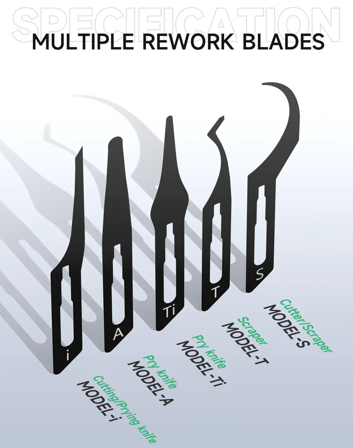 

MECHANIC Assassin 5 Professional Degumming Blade Set 5PCS, Scraper & Cutting Knife for Phone Motherboard IC CPU Repair Tools