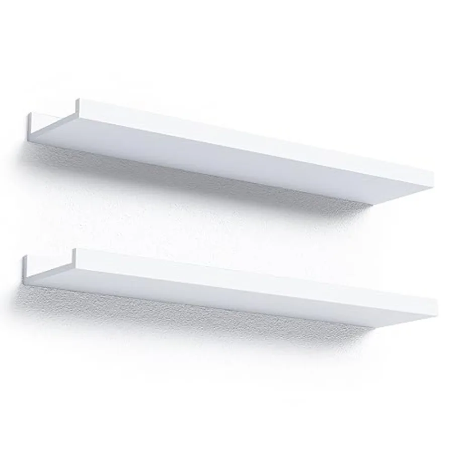 

23.6 Inches Long Floating Shelves 2 Set Modern White Wall Shelf for Bedroom Nursery Book Shelf with Lip Picture Ledge Shelf for