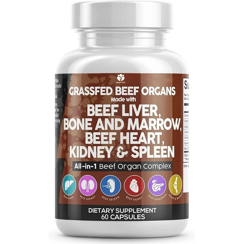 High quality supplements containing dried cow heart, spleen, pancreas, as well as bone and marrow enzymes pills