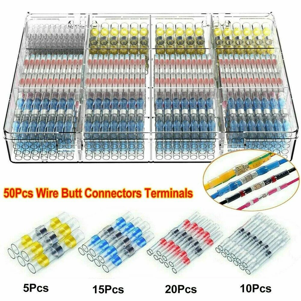 50/250/800Pcs Heat-Shrink Solder Seal Wire Connectors Waterproof Insulated Terminals With Tin Ring For Automotive Marine And Out