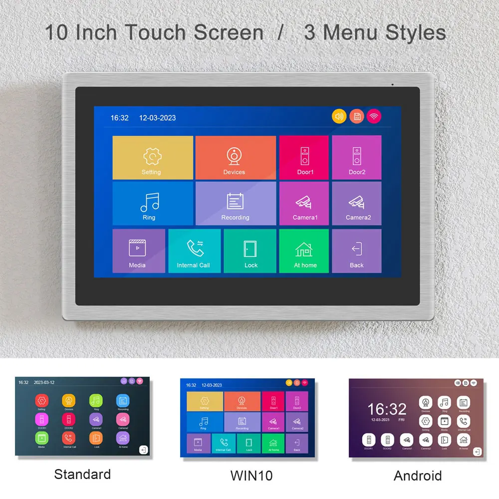 Intercomunicador de vídeo para casa inteligente, intercomunicador con cámara, 4 canales, pantalla táctil de 10 pulgadas, IDVR, 1080P, para