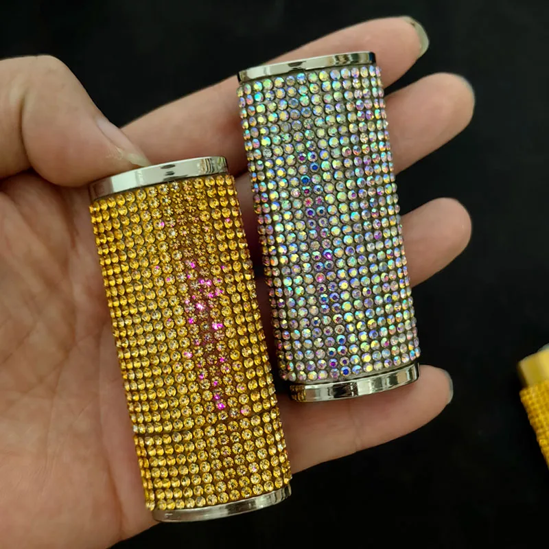 Fashion Rhinestone Crystal Lighter Case Cover Sleeve Metal Bling Shiny Lighters Holder for Bic Full Standard Size Lighter J6