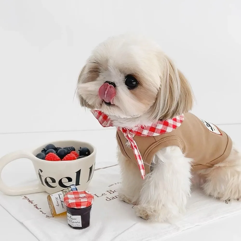 

Spring and Summer Pet Bottom Shirt Pet Maltese Vest Teddy Letter Print Pullover Sailor Collar Dog Clothes XS-XL