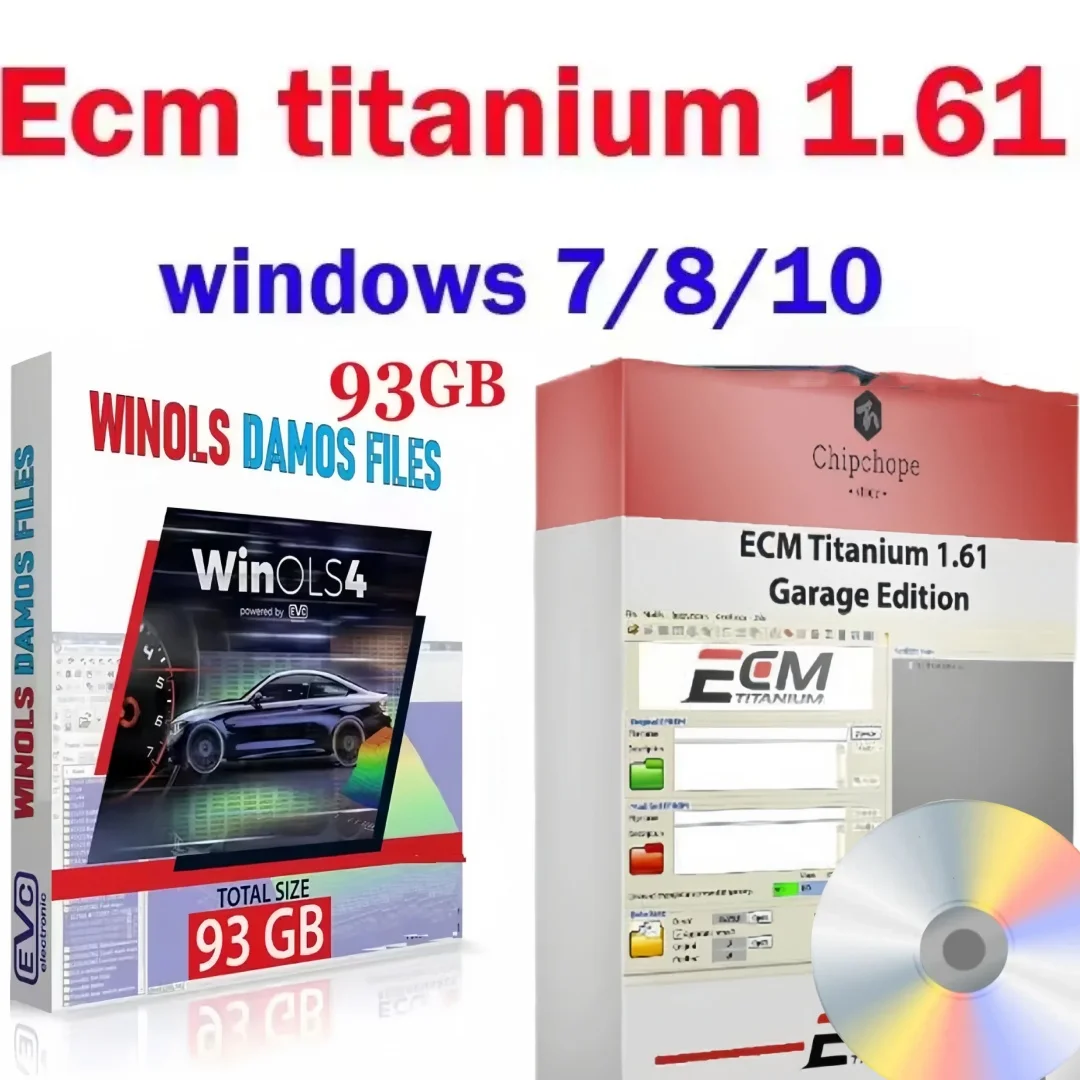 2025 HOT NEW ECM TITANIUM 1.61 With 26000 + Driver ECM 18259+ Drivers for ecu tool + Winols4.7 Tuning Software windows 7/8/10