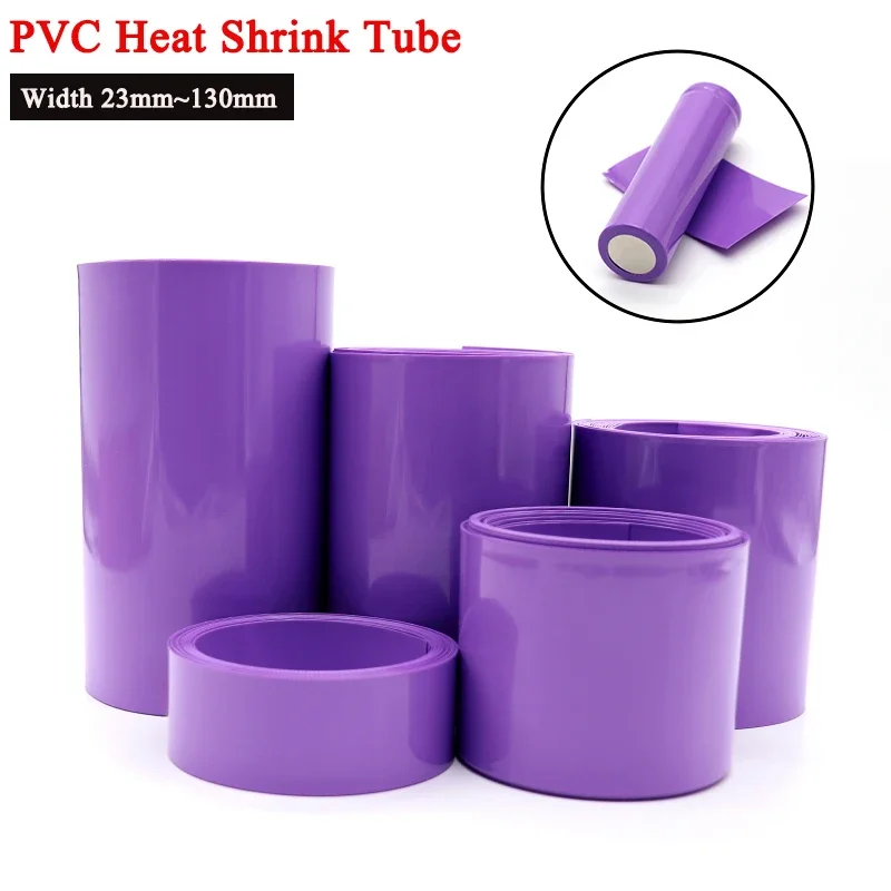 

1~20M Purple PVC Heat Shrink Tube 18650 Batteries Pack Wrap 23~130mm Insulated Cable Protector Heat Shrinkable Sheath Film Case