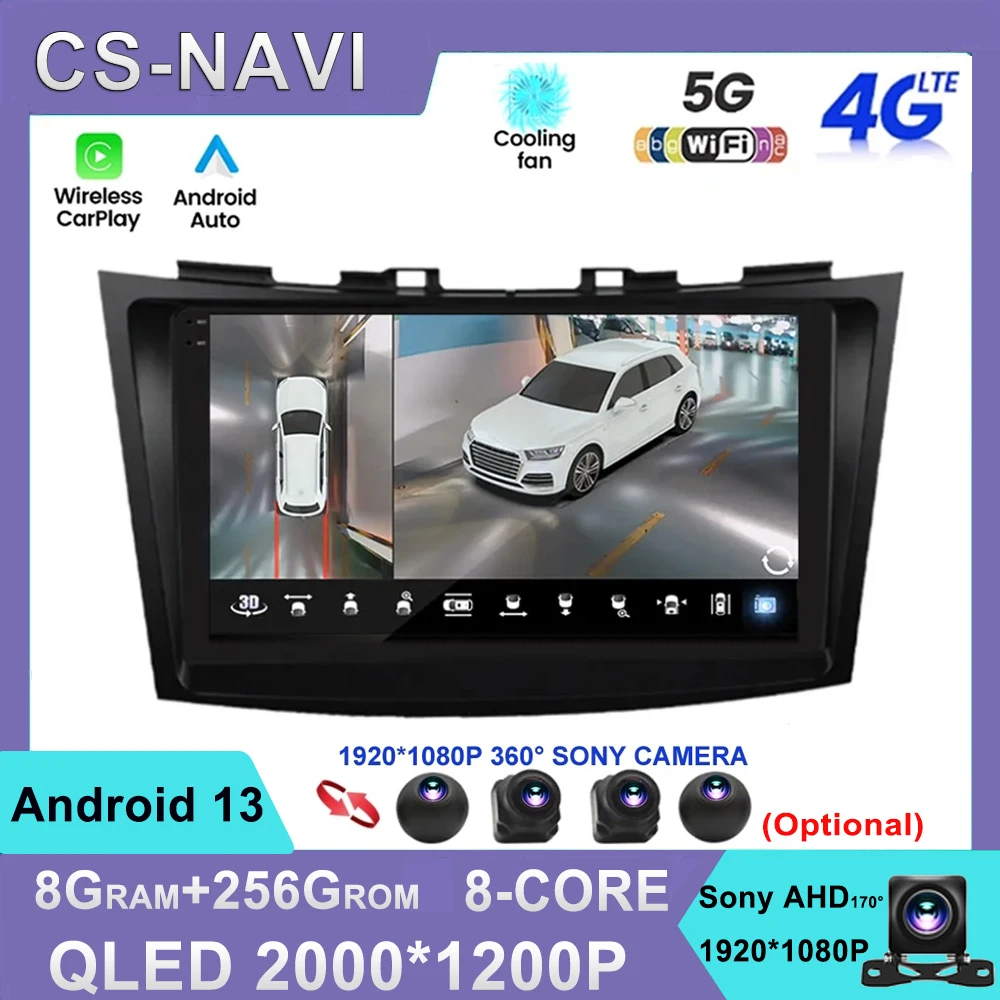 

For Suzuki Swift 4 2011 - 2017 Touch Screen 9" Android 13 Car Radio Multimedia Video Player WIFI IPS Navigation GPS Bluetooth