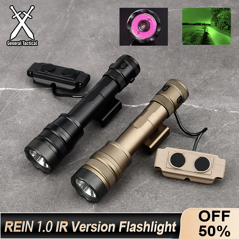 

Wadsn Tactical Metal REIN 1.0 IR Led Flashlight With Dual function switch for 20mm Picatinny Rail Airsoft Hunting Weapon light